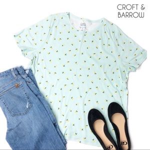 🆕 Croft & Barrow | Baby Blue Tee w/ Lemon Pattern
